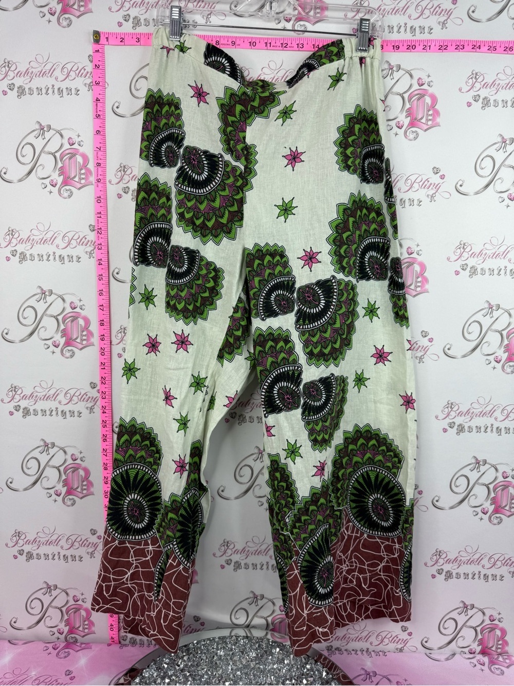 Wide leg pants paisley flowers Green & Pink Floral Print Lounge Pants